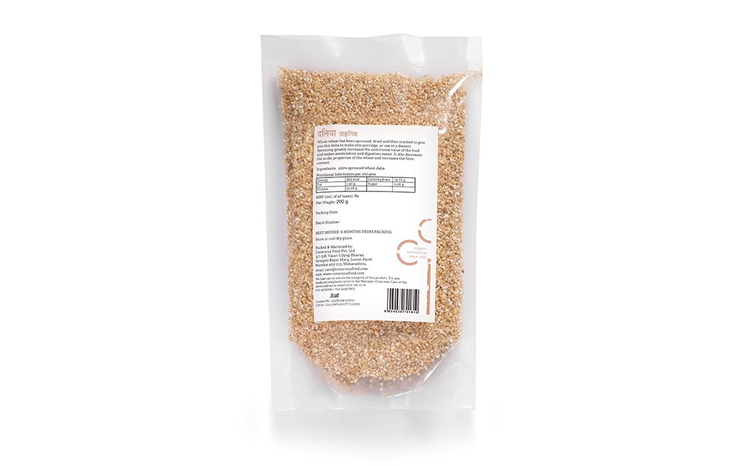 Conscious Food Sprouted Split Wheat Dalia Natural   Pack  200 grams